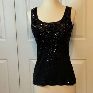 Geri C New‎ York Black Sequin Tank Top Medium